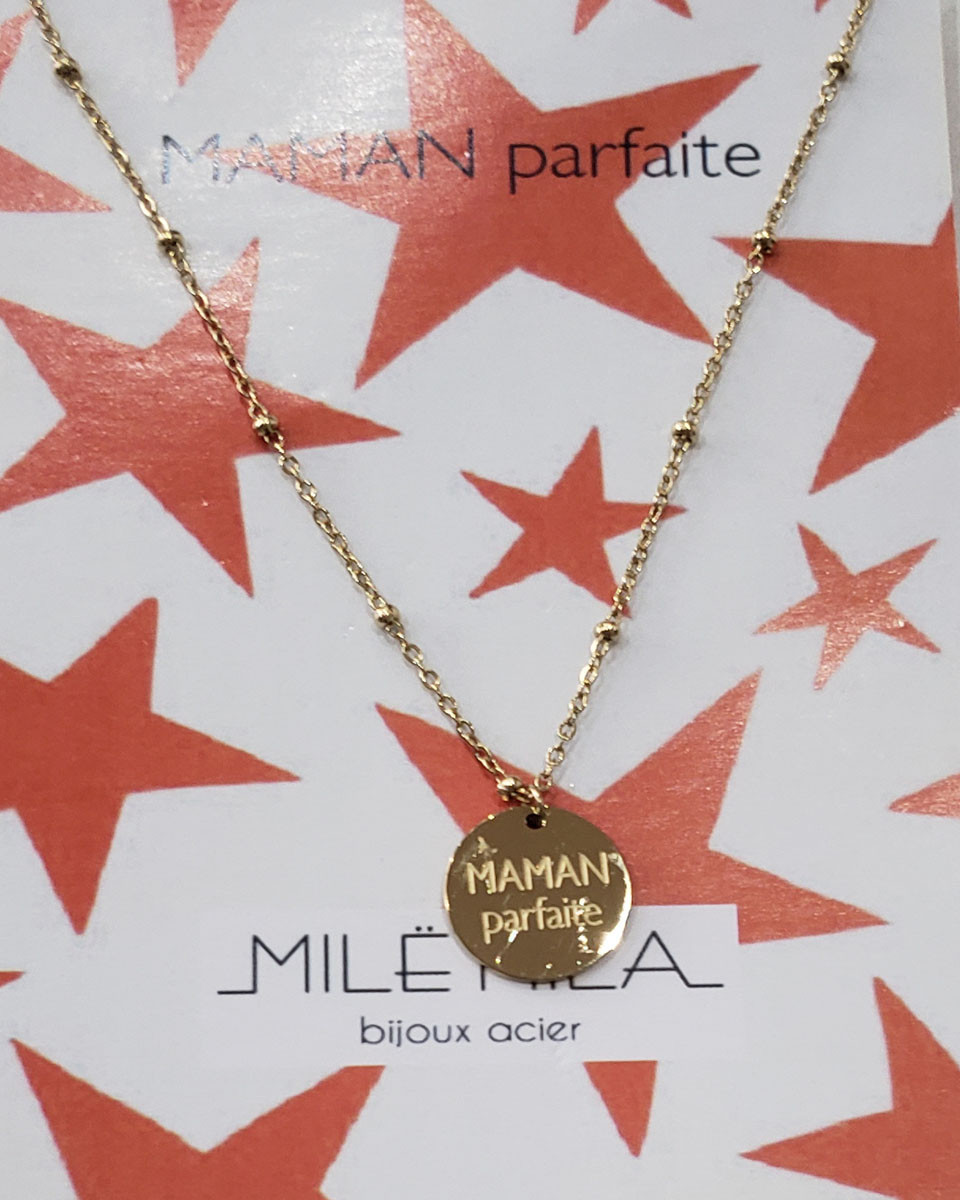 Collier acier doré MAMAN Parfaite 2