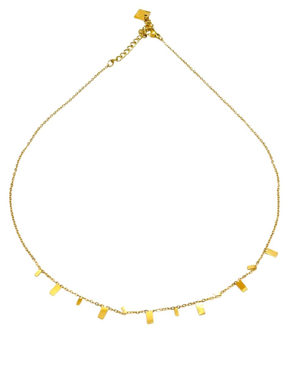 Collier femme doré petits rectangles