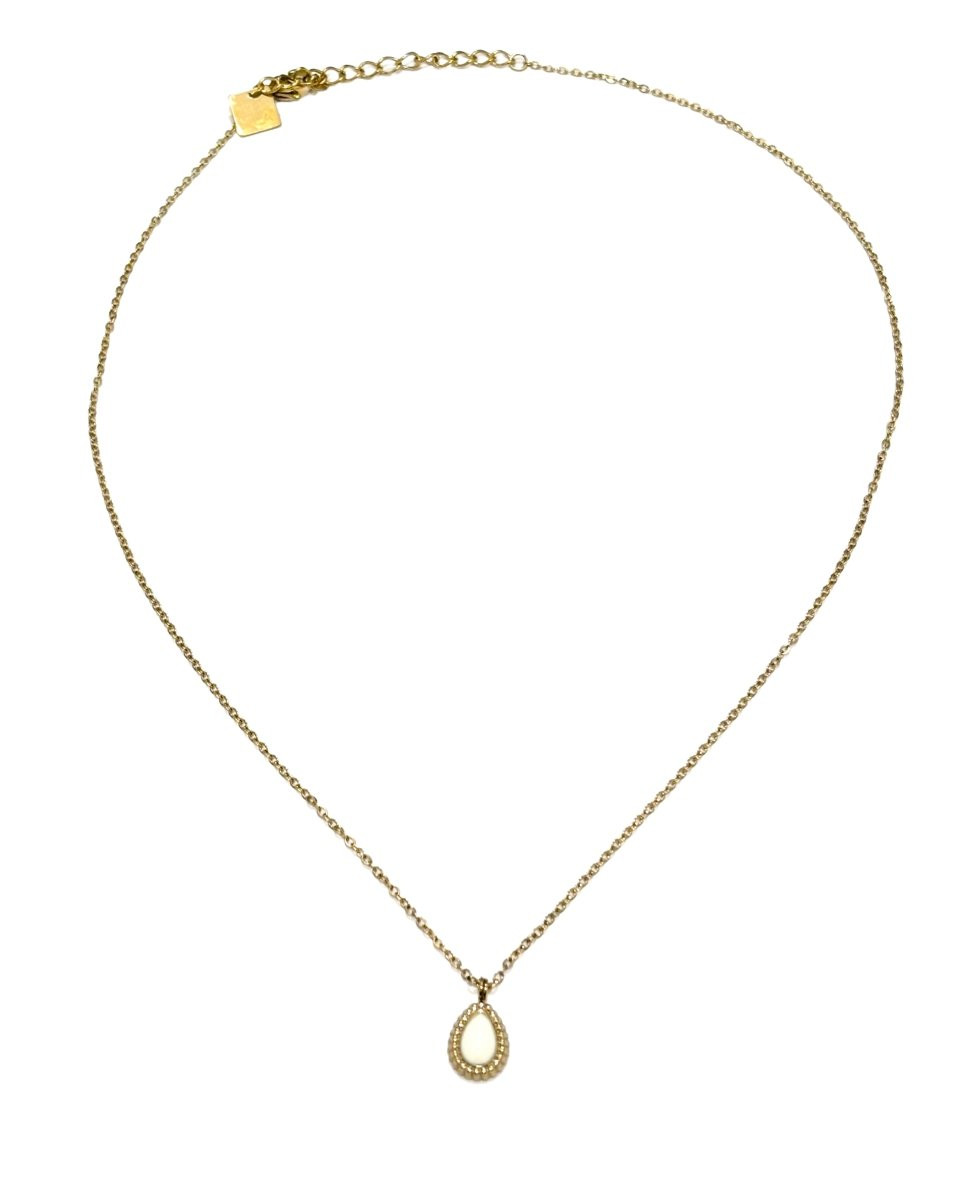 Collier femme goutte écru/doré