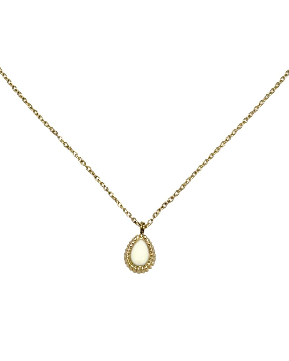 Collier femme goutte écru/doré