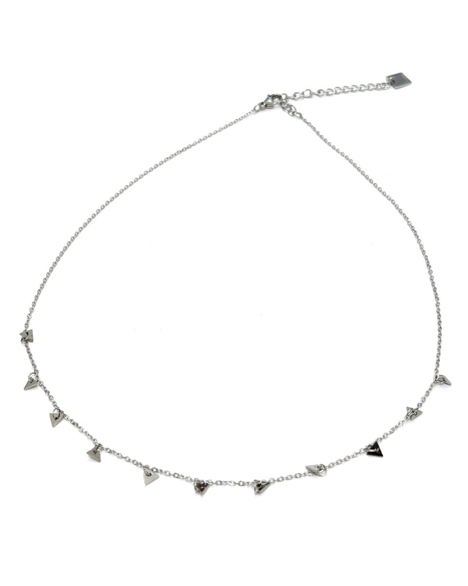 Collier femme argenté petits triangles