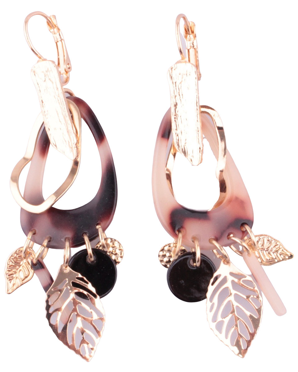Boucles d'oreilles LOL marron et doré Flaquimarbri