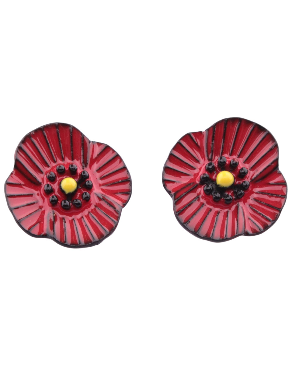 Boucles d'oreilles LOL coquelicots rayés coeurs jaunes