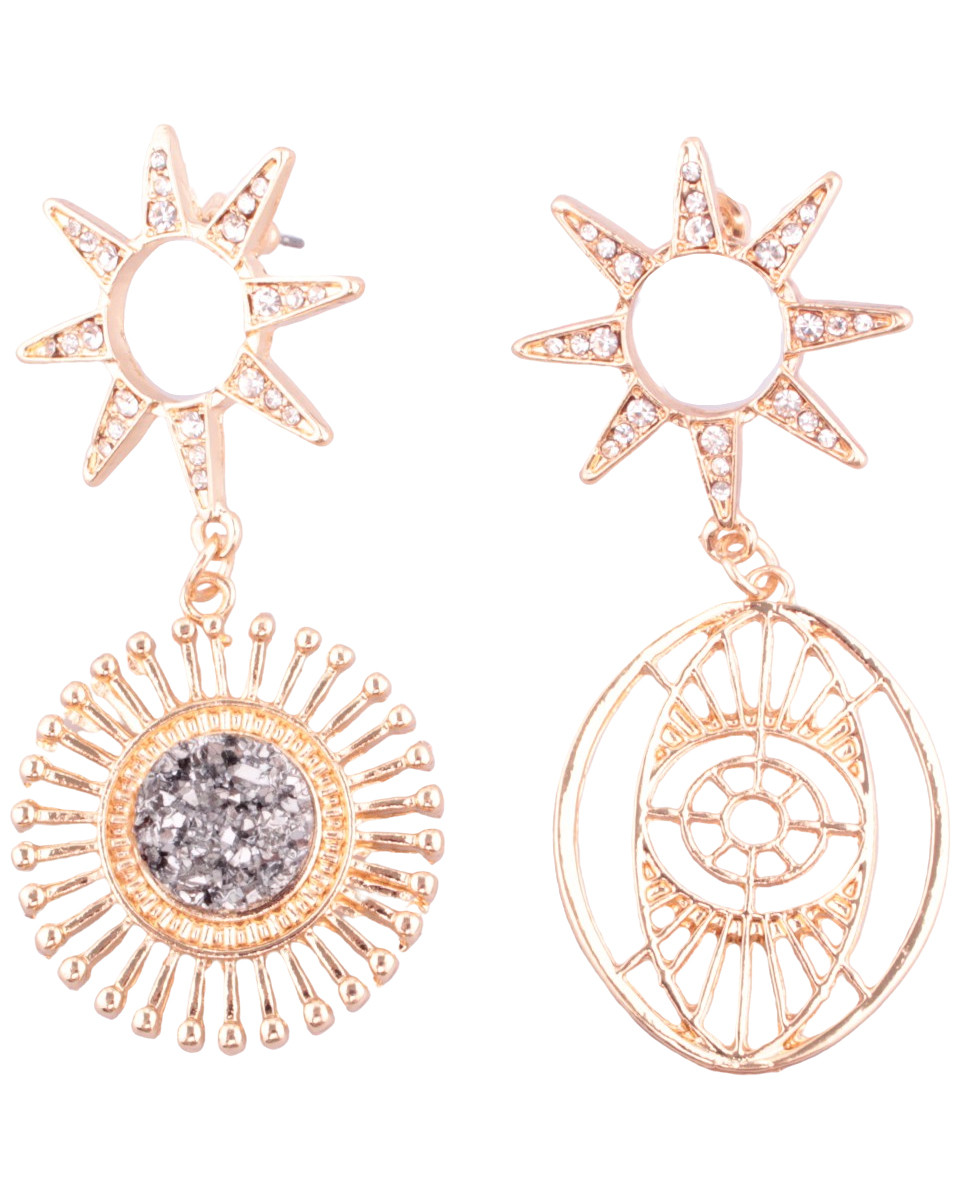 Boucles d'oreilles LOL asymétriques Solila dorées