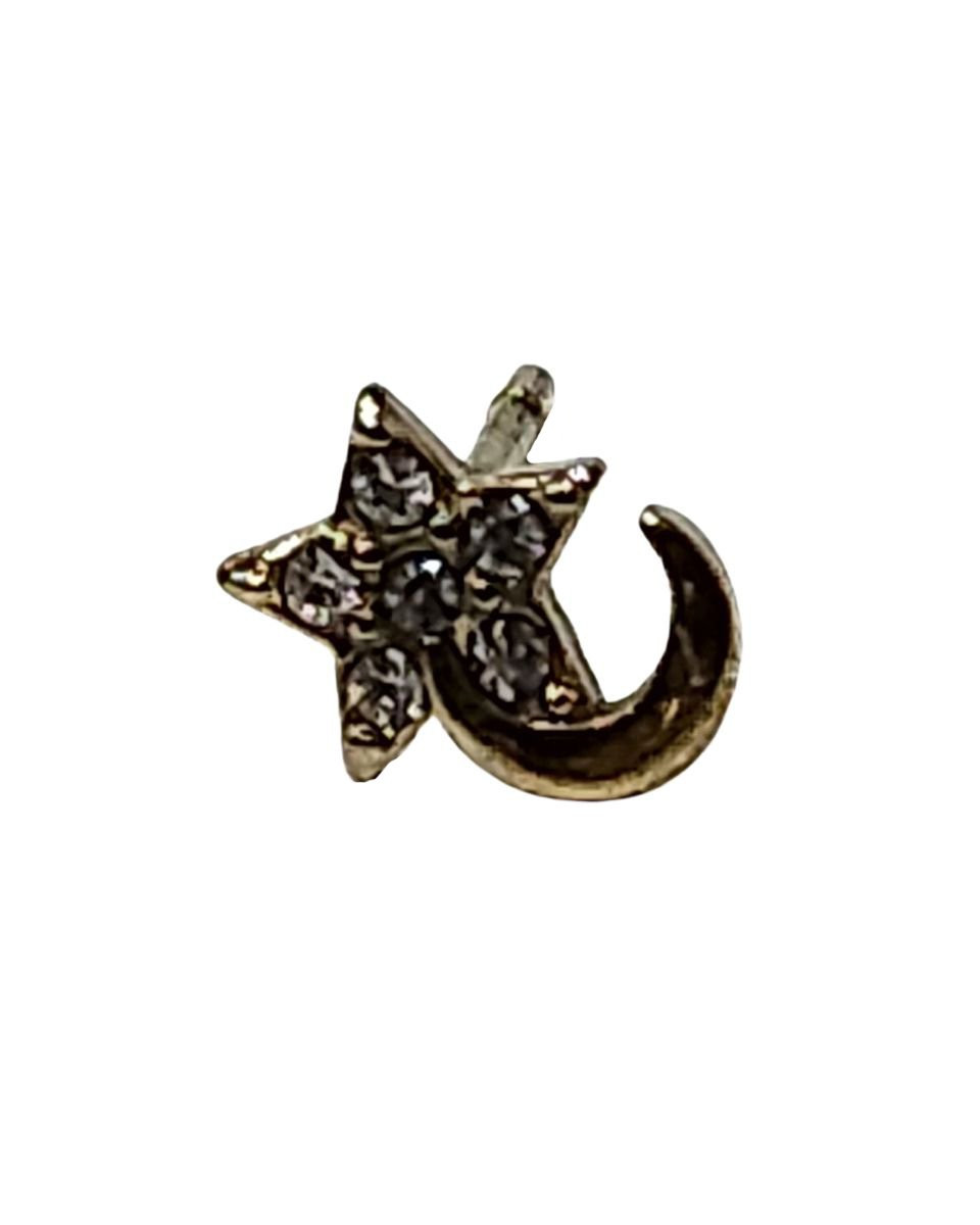 Boucle d'oreille femme lune et étoile entremêlées