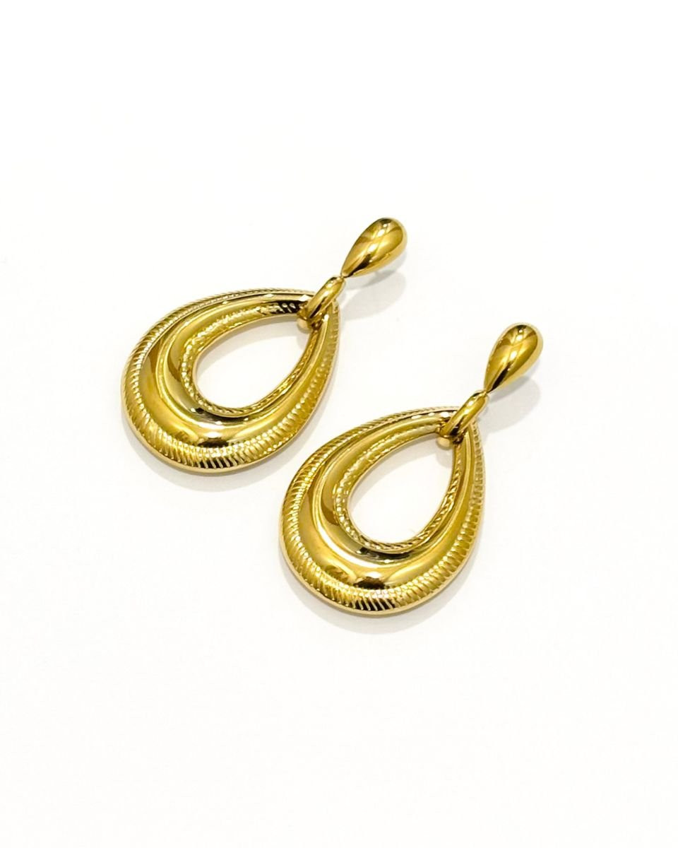 Boucles d'oreilles femme gouttes acier doré Lucie