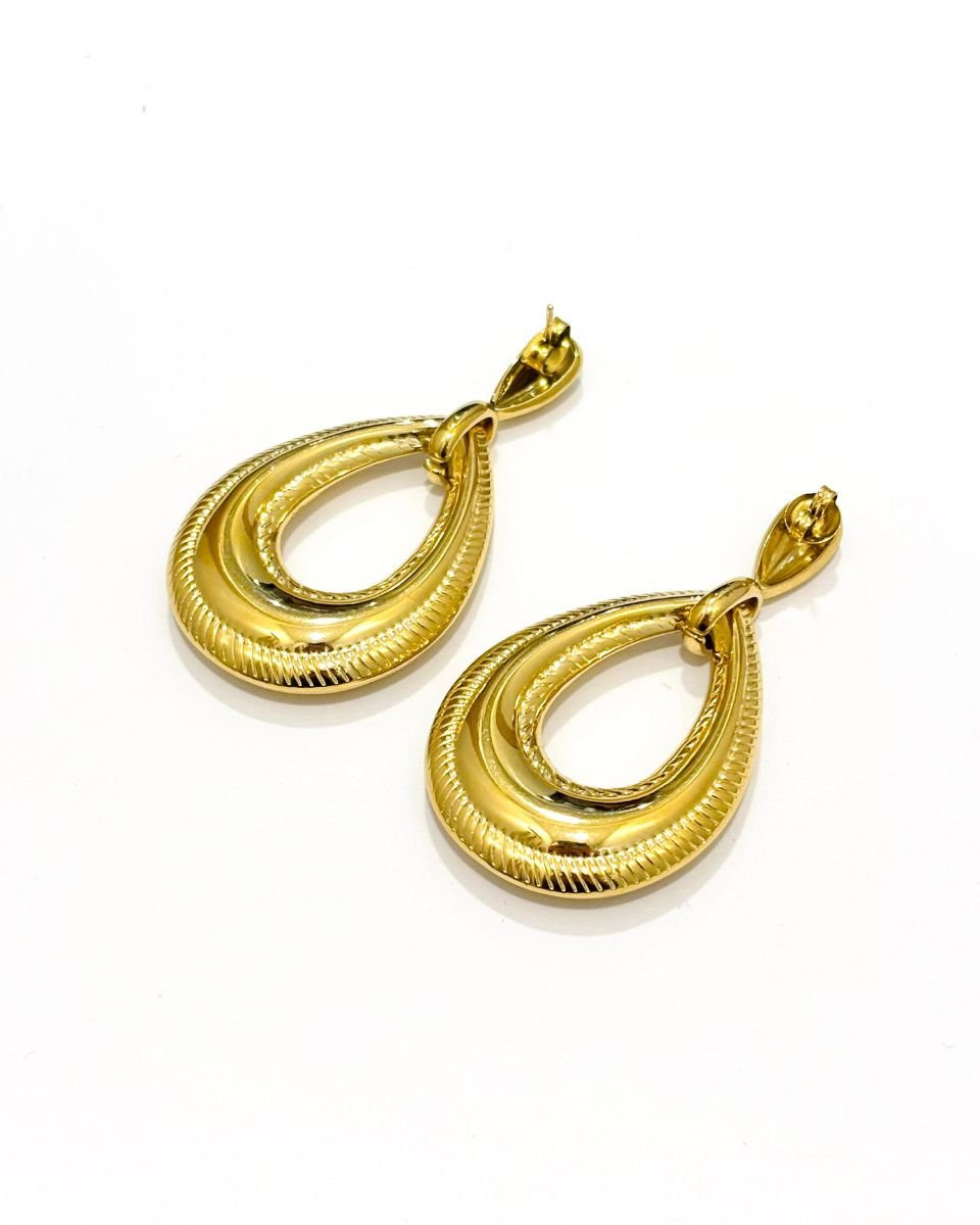 Boucles d'oreilles femme gouttes acier doré Lucie