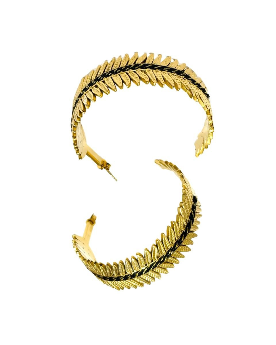 Boucles d'oreilles femme anneaux épis acier doré