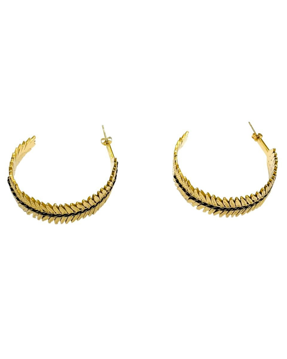 Boucles d'oreilles femme anneaux épis acier doré