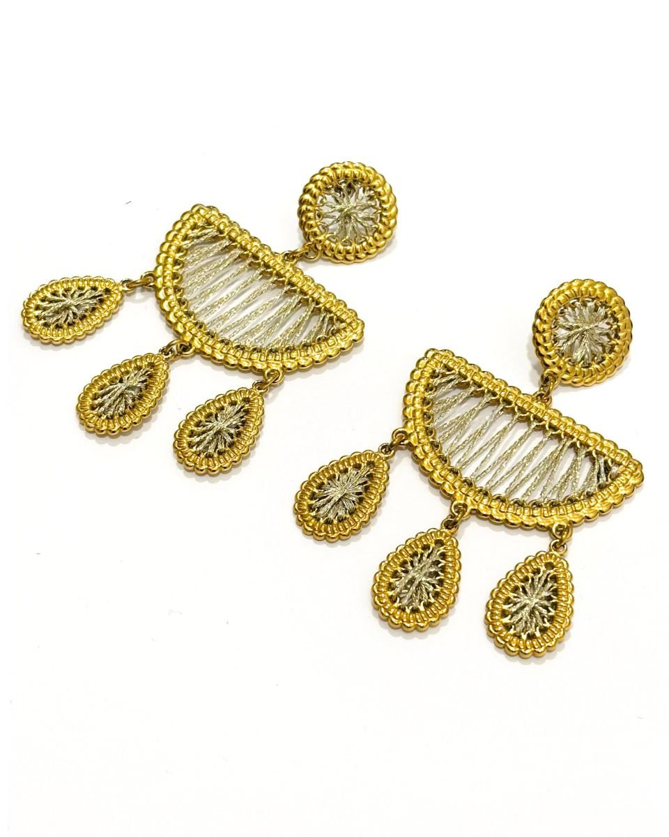 Boucles d'oreilles femme acier doré fil irisé Evana