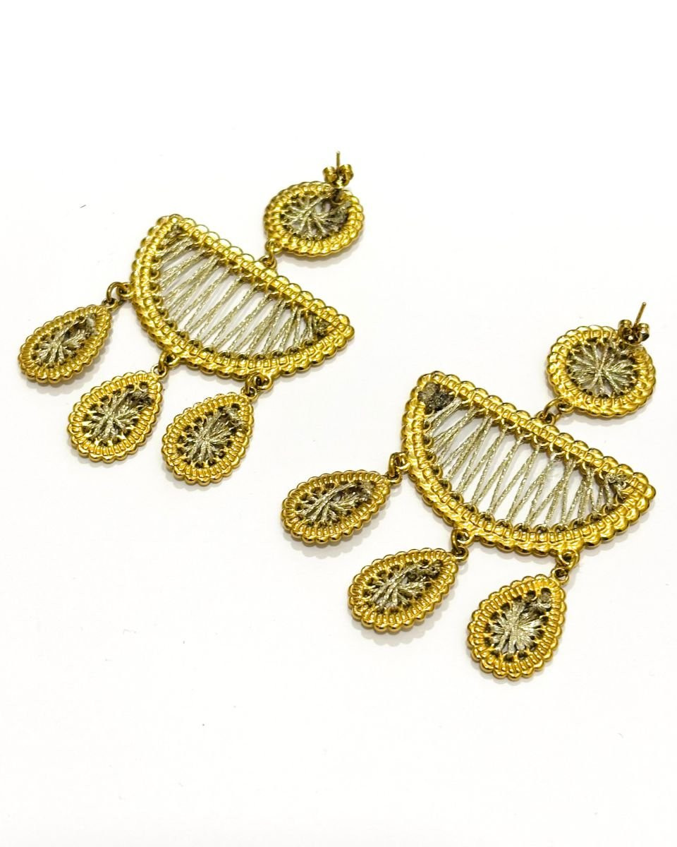 Boucles d'oreilles femme acier doré fil irisé Evana