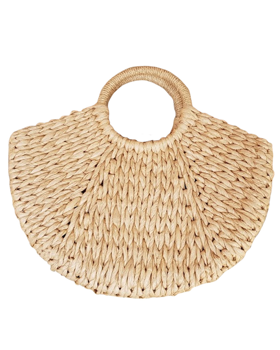Panier en paille tressé camel