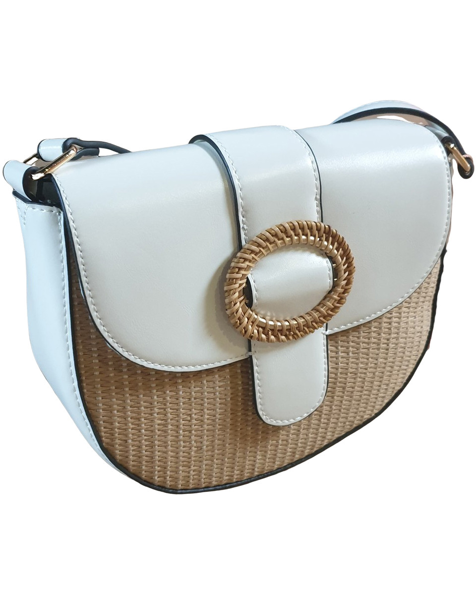 Sac à bandoulière paille blanc Rontadi