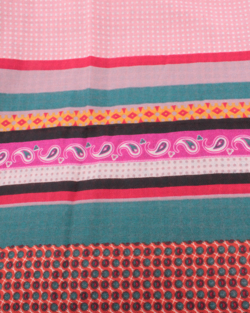 Echarpe rouge motifs roses verts oranges Vintagia