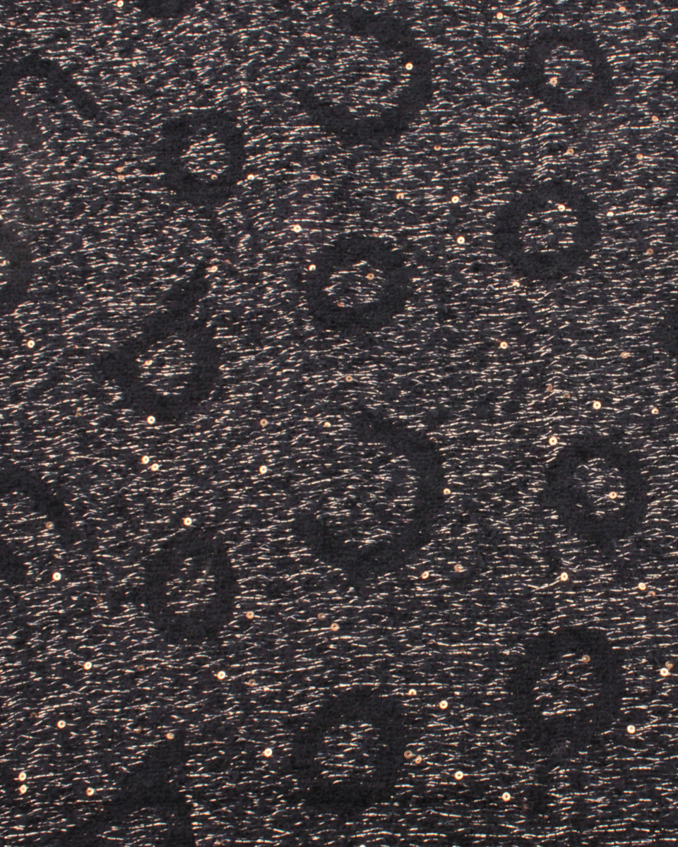 Grosse écharpe noire et dorée liserés et sequins Alphabio