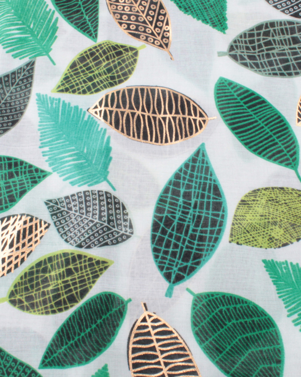 Echarpe verte à feuilles vertes et dorées