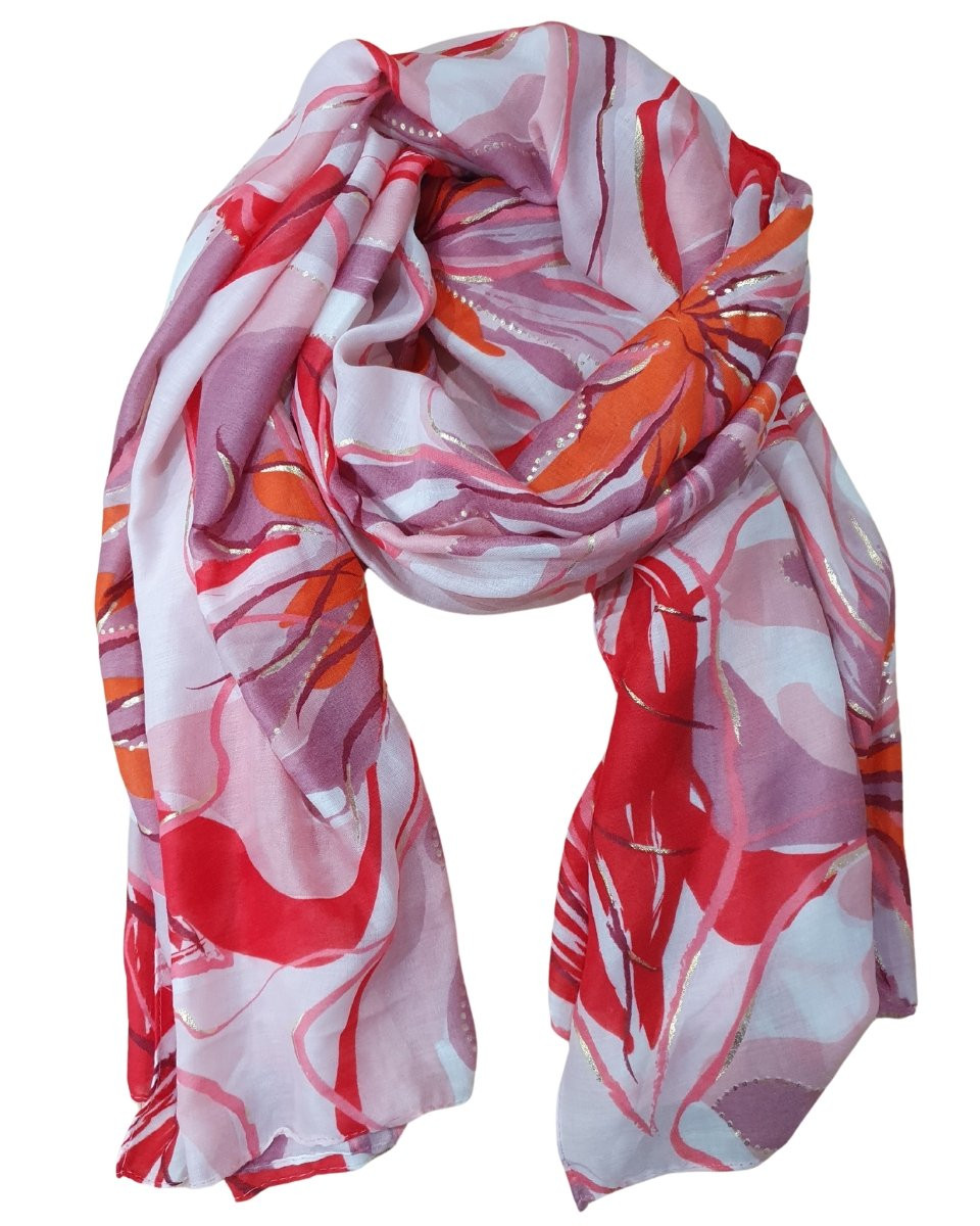 Foulard femme fleuri et dorures Althéa