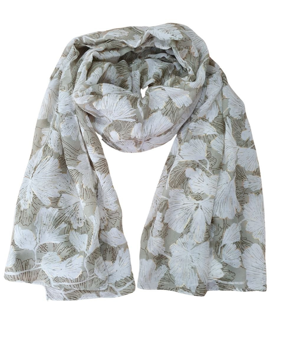 Foulard femme fleurs et dorures Céphise