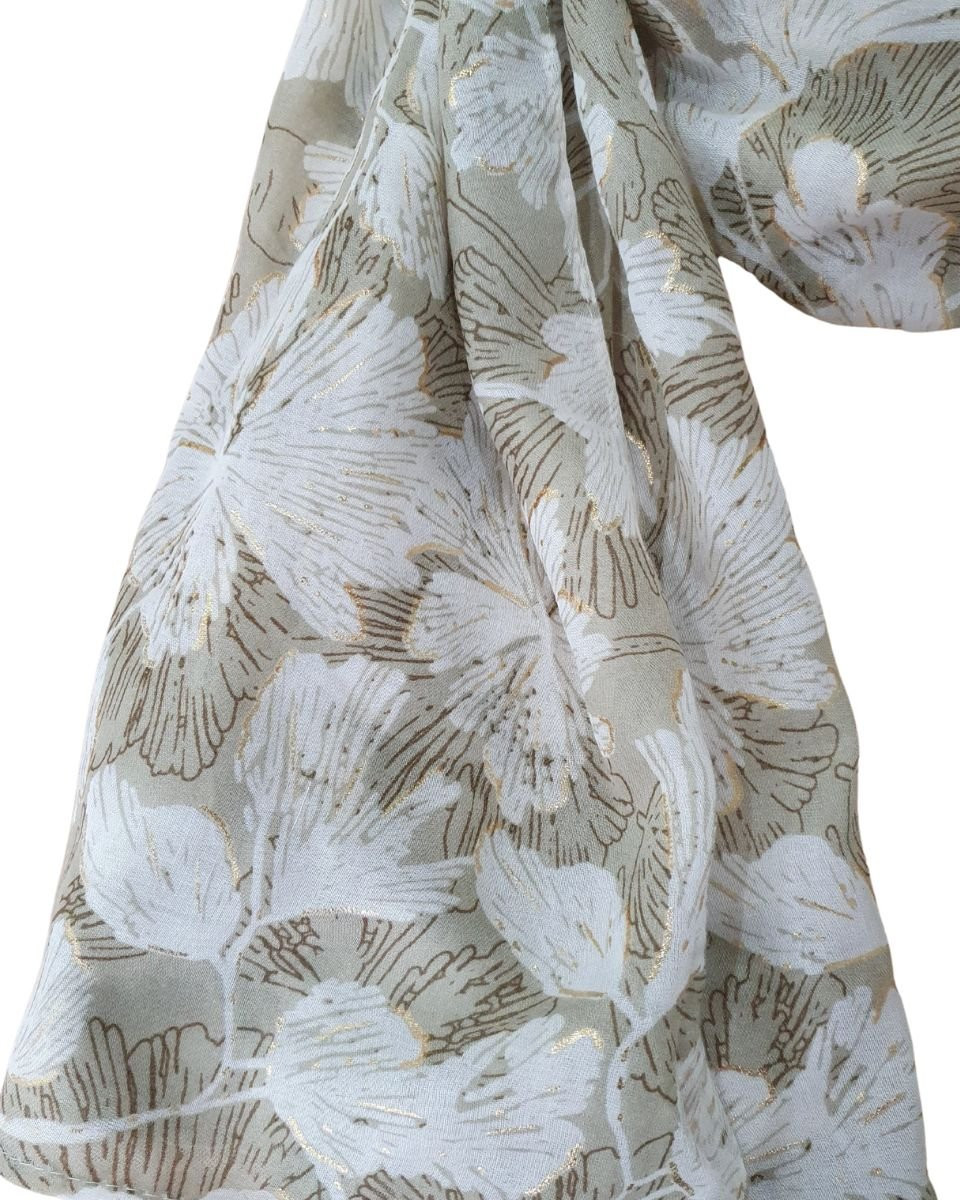 Foulard femme fleurs et dorures Céphise