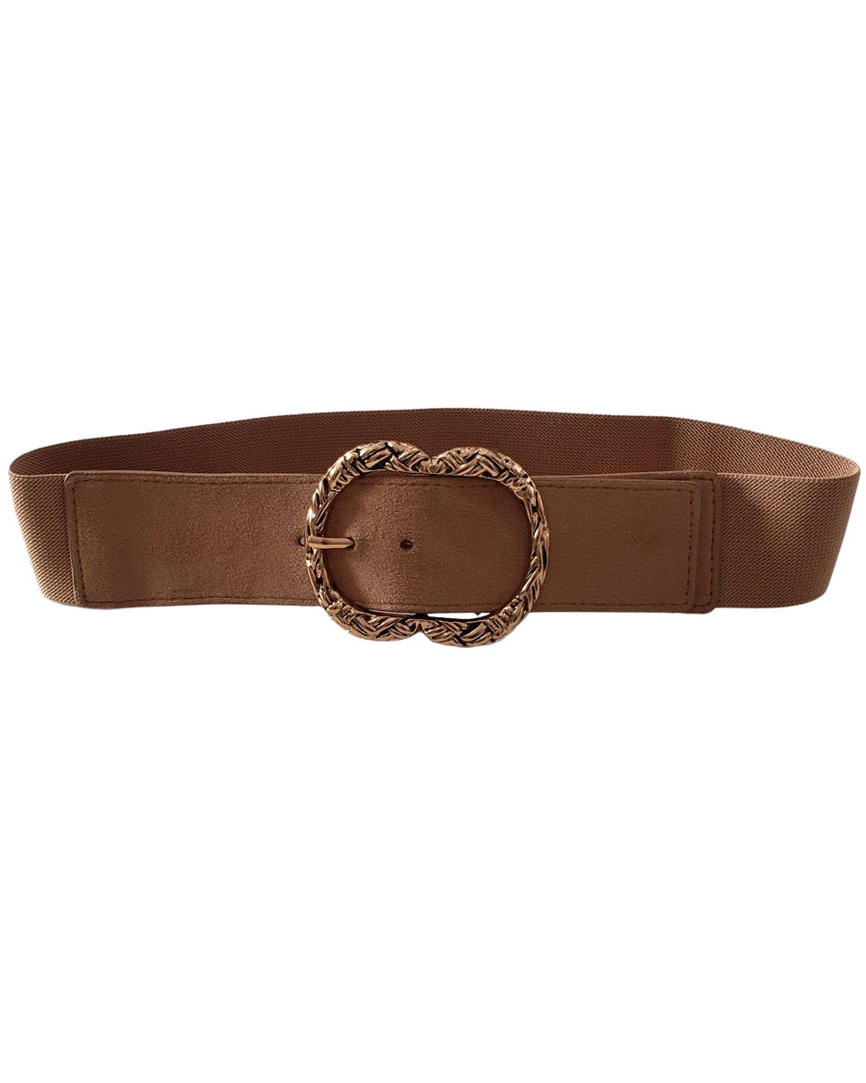 Ceinture élastique boucle ovale tressée dorée