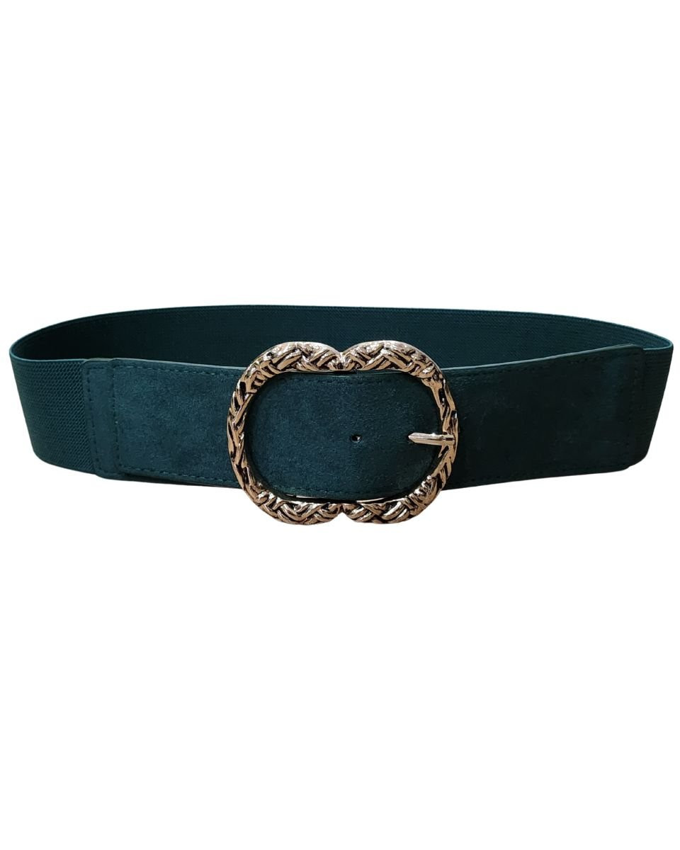 Ceinture élastique boucle ovale tressée dorée