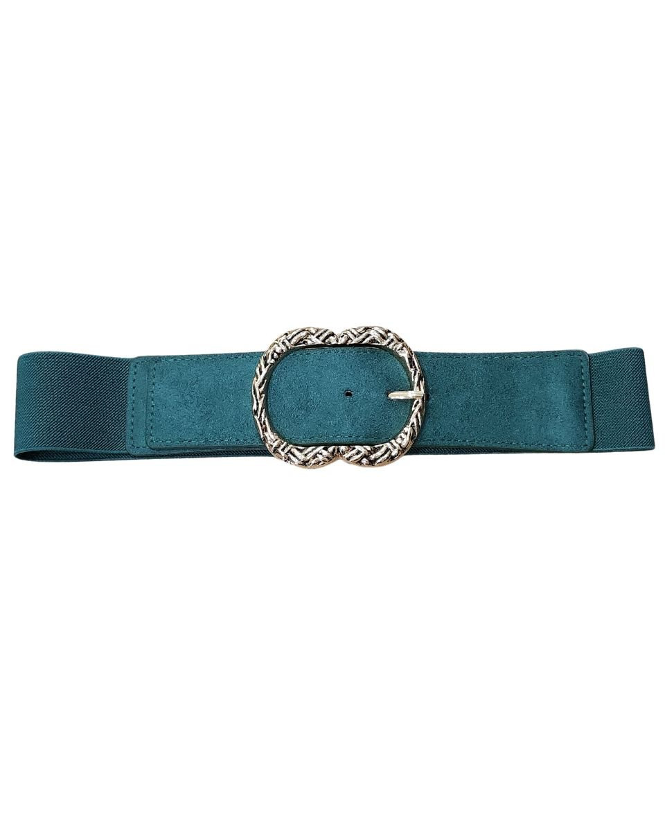 Ceinture élastique boucle ovale tressée dorée