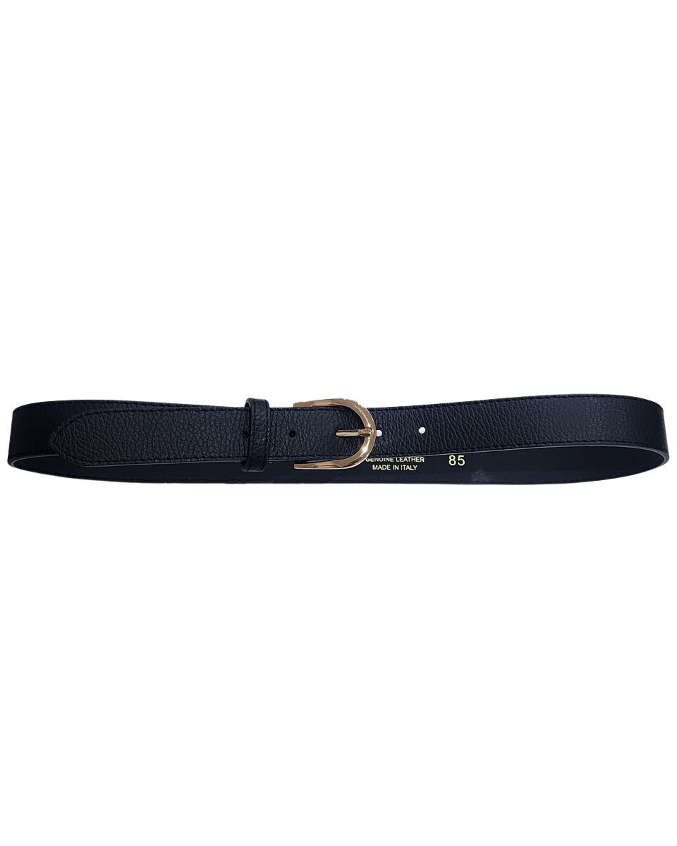 Ceinture femme noire cuir boucle dorée Vega
