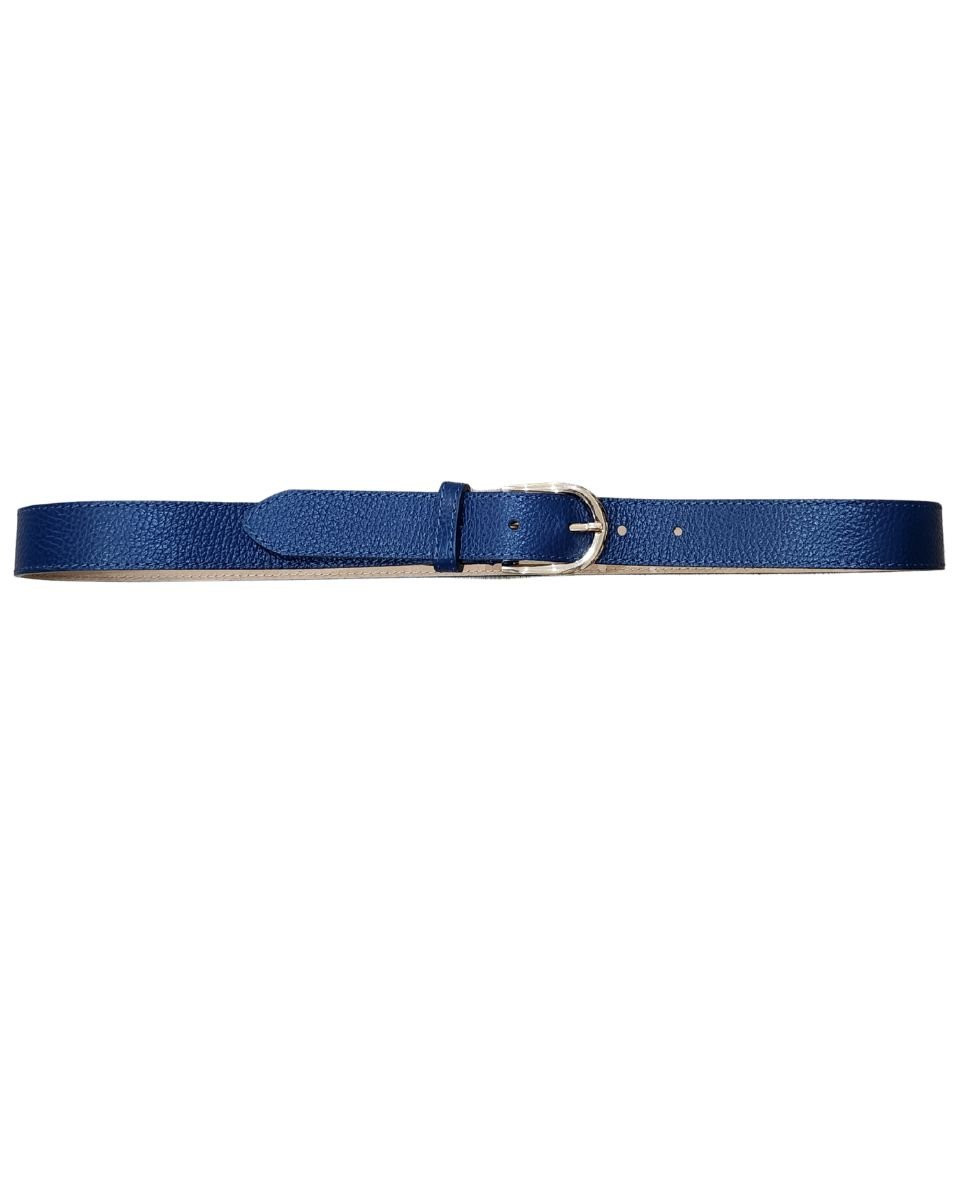 Ceinture femme marine cuir boucle dorée Vega