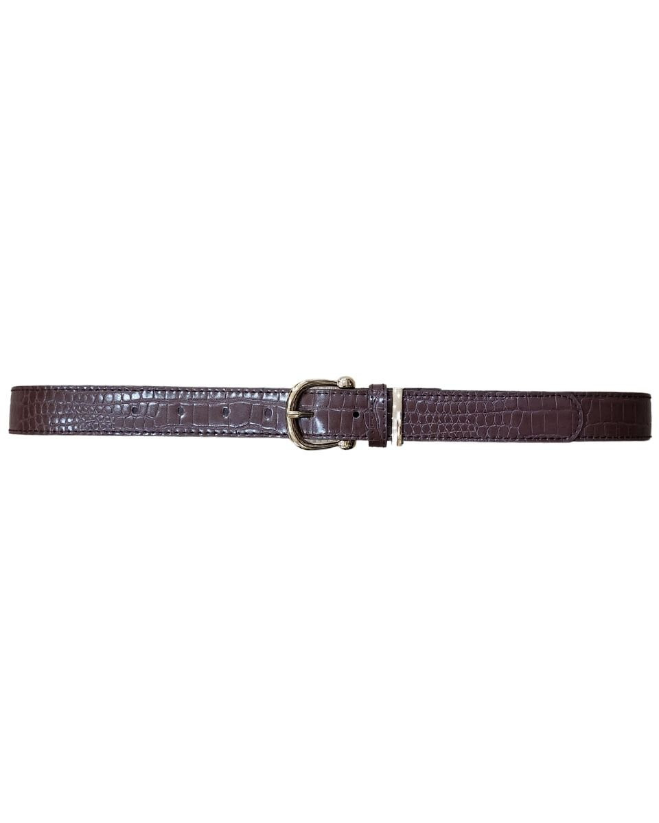 Ceinture marron effet craquelé boucle doré Abril