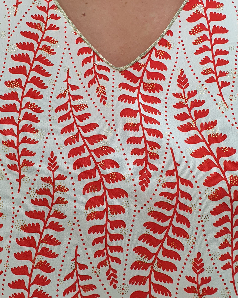 Blouse femme dos boutonné Andrea rouge