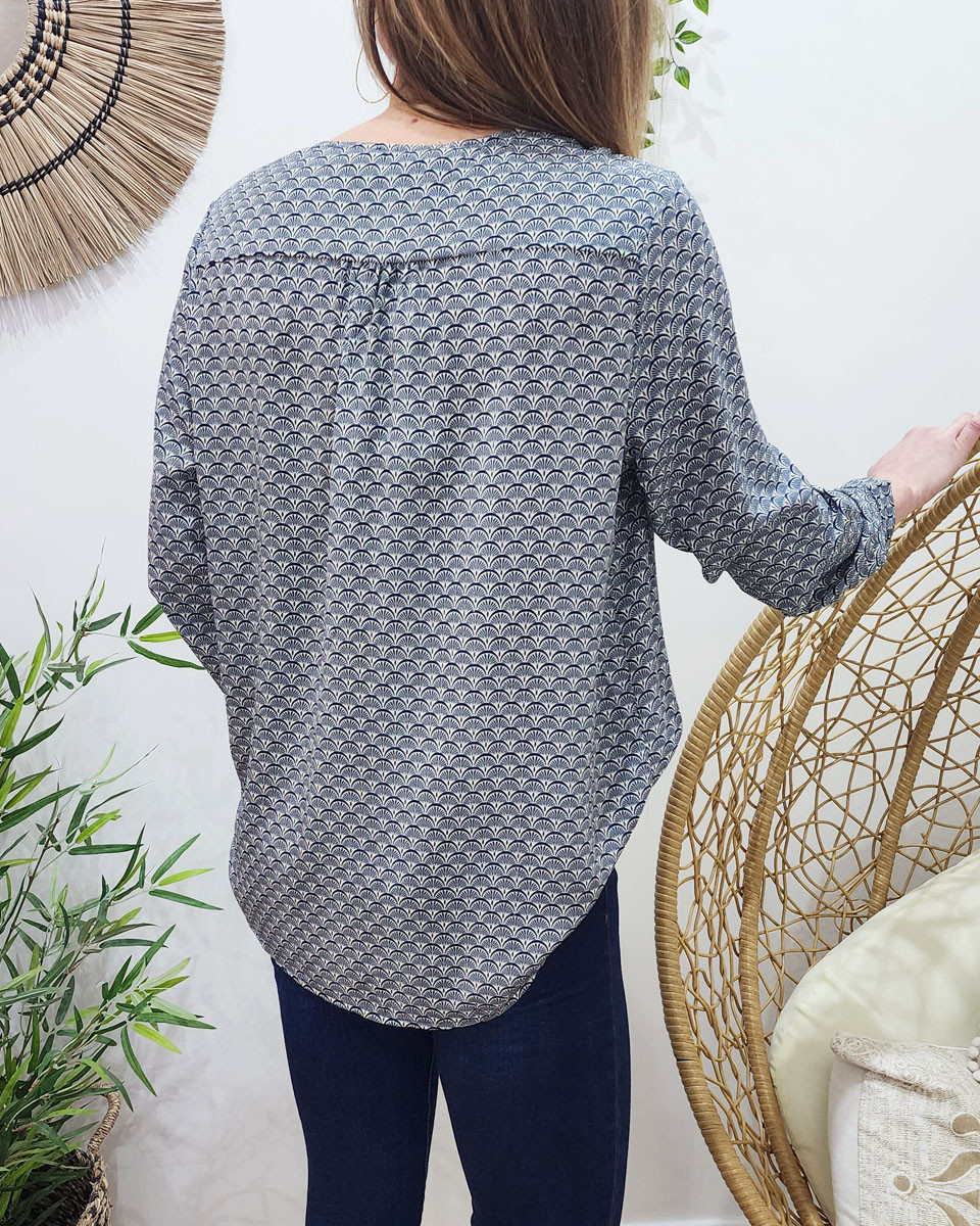 Blouse femme marine et blanche Karine