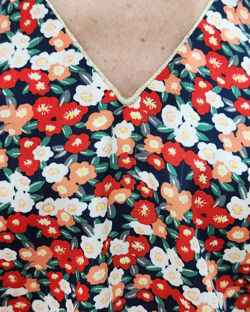 Blouse femme fleurie rouge Sandra