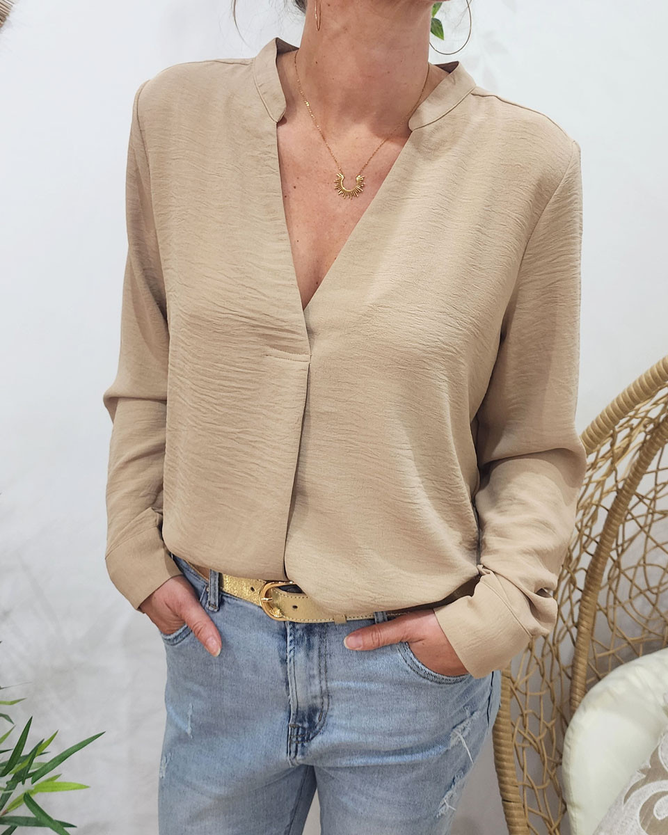 Blouse femme unie beige