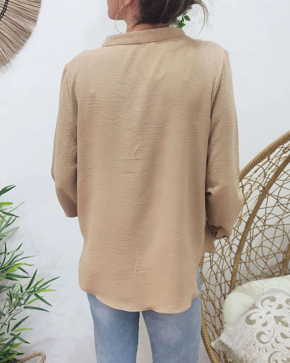 Blouse femme unie beige
