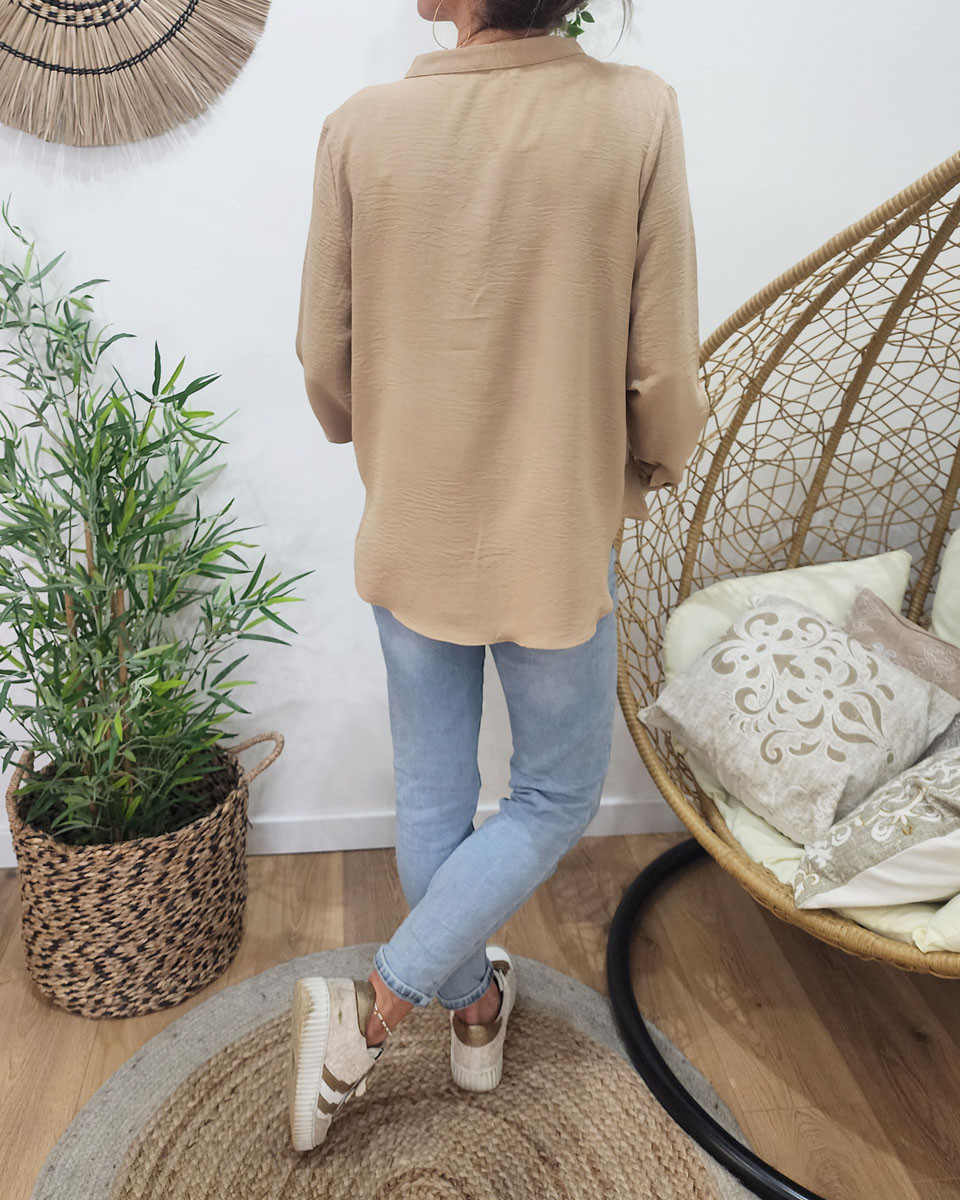 Blouse femme unie beige