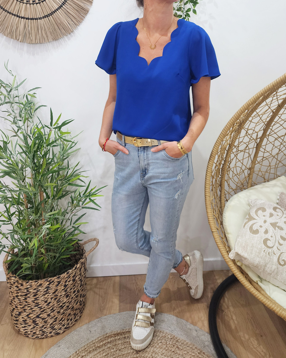 Blouse femme Emmanuelle-bleu