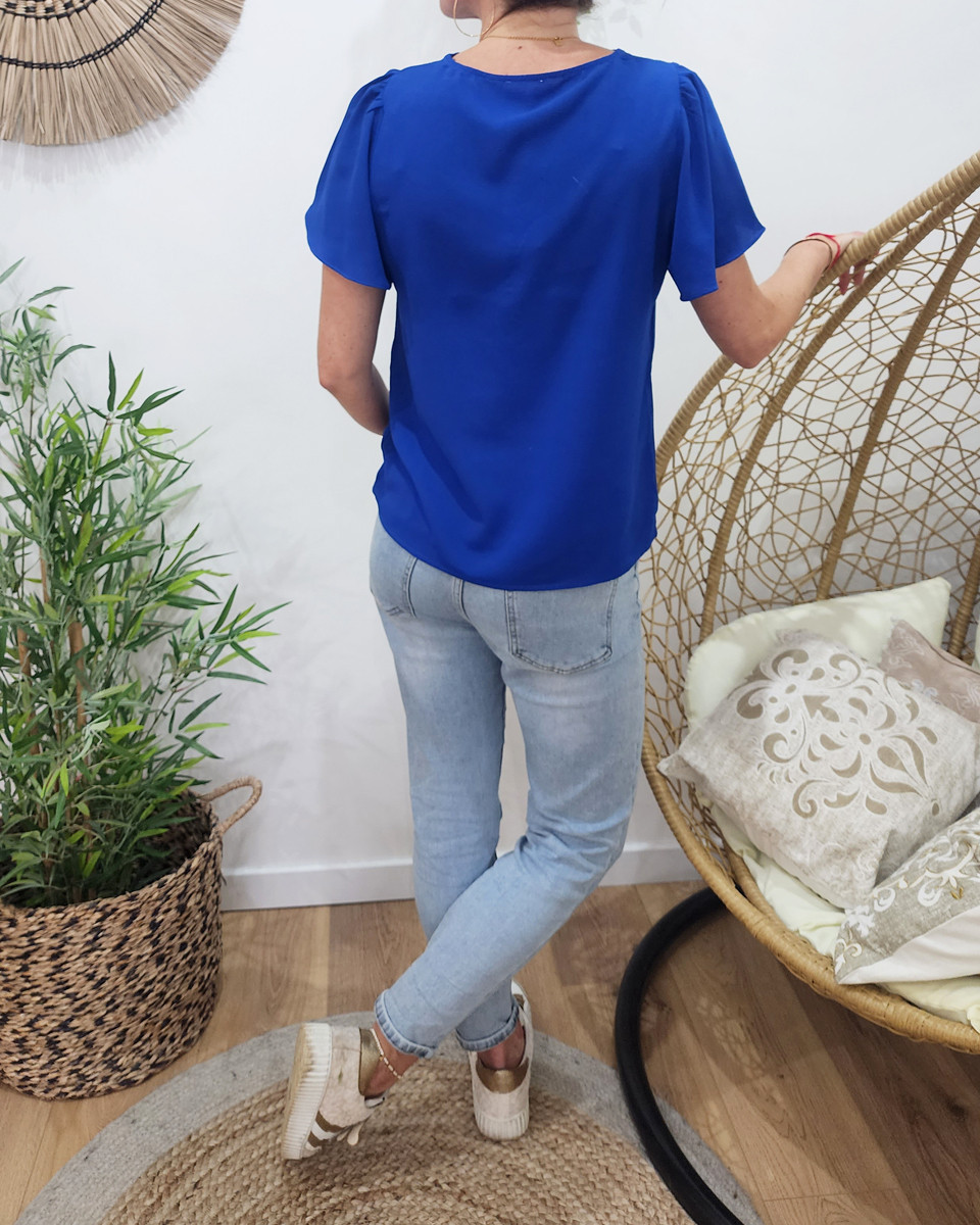 Blouse femme Emmanuelle-bleu