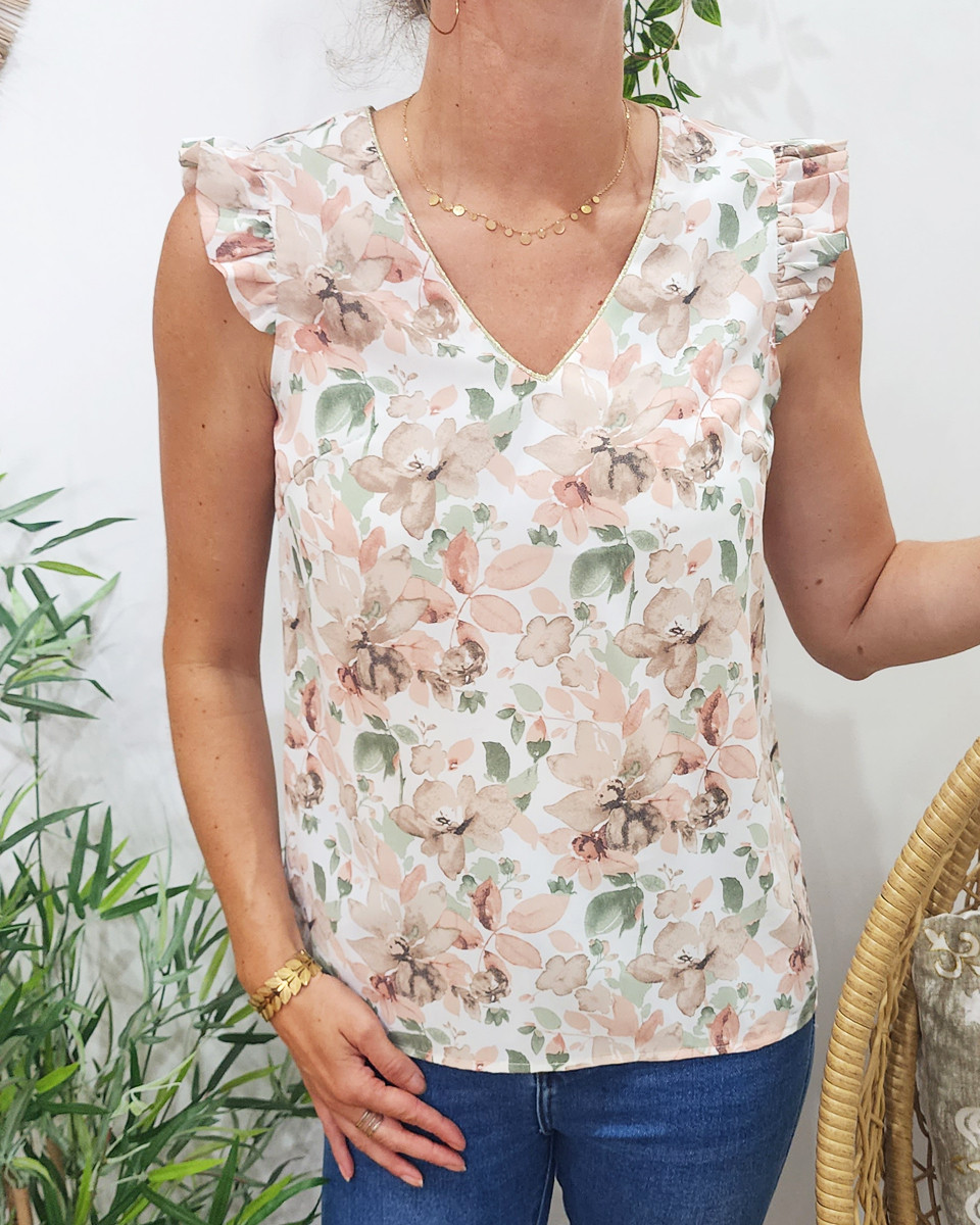 Blouse femme rose beige Abbie