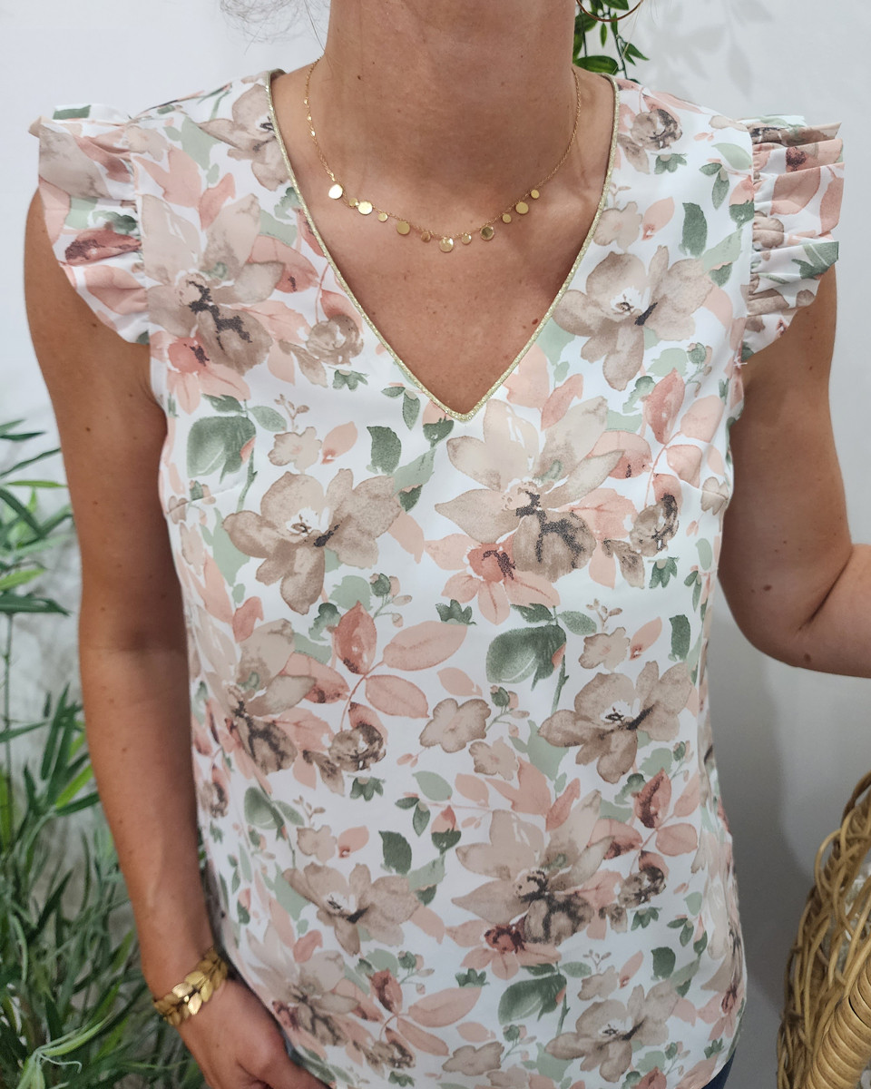 Blouse femme rose beige Abbie