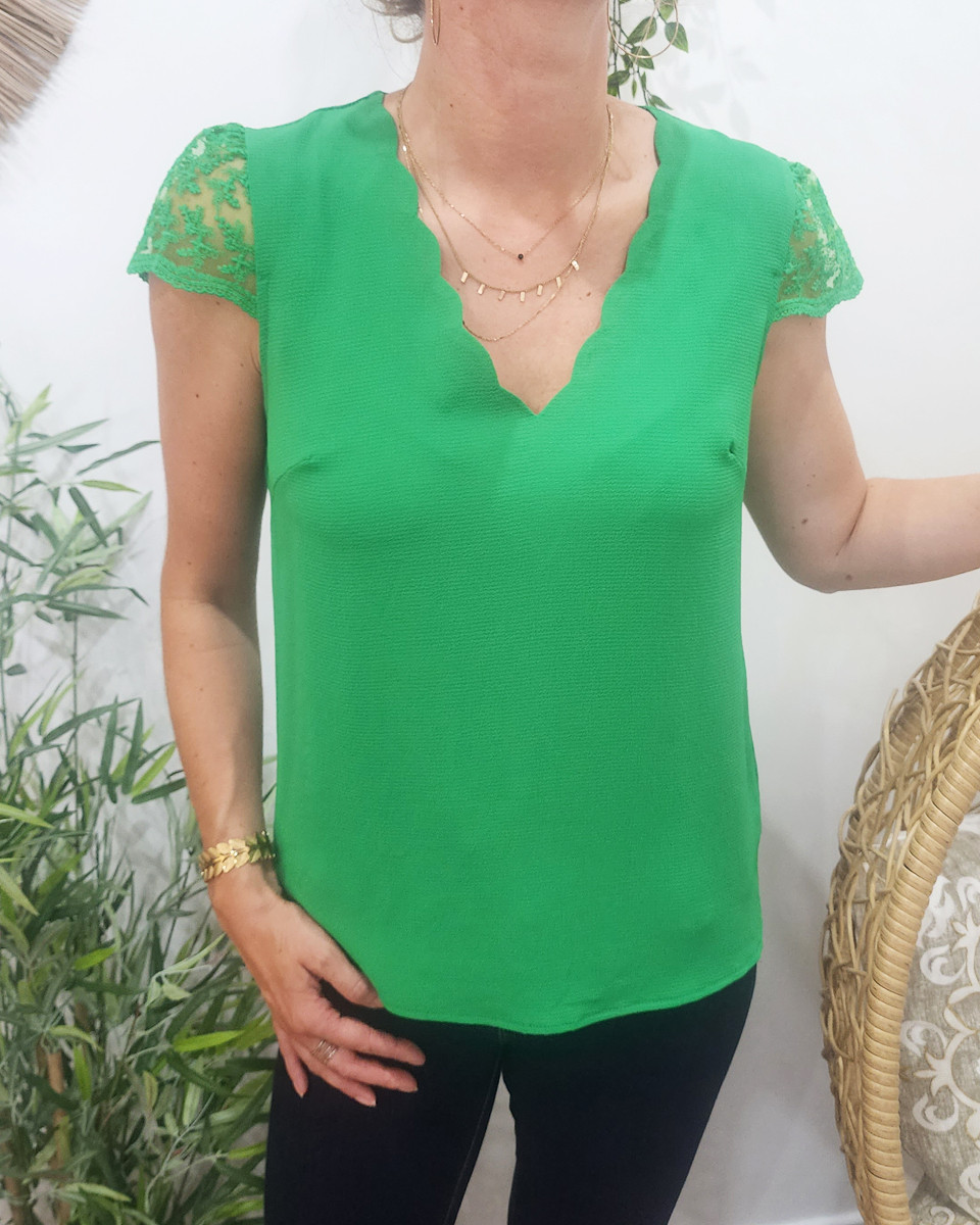 Blouse femme verte Agata