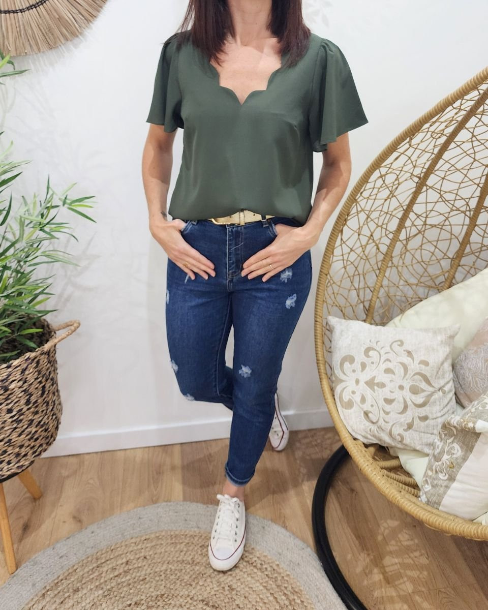 Blouse femme Emmanuelle kaki