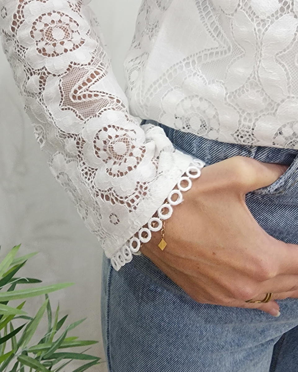 Blouse femme blanche broderies anglaises Géraldine