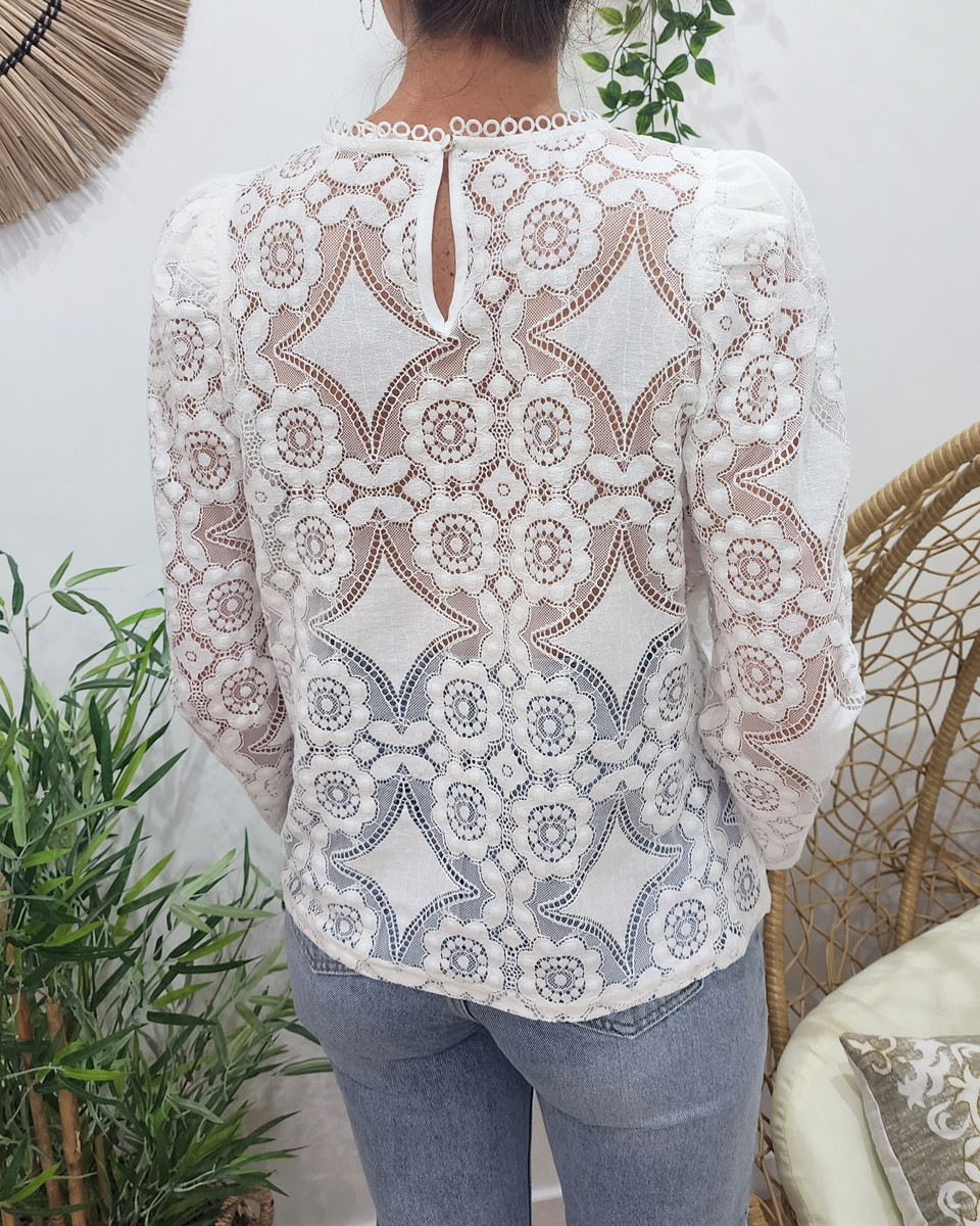 Blouse femme blanche broderies anglaises Géraldine