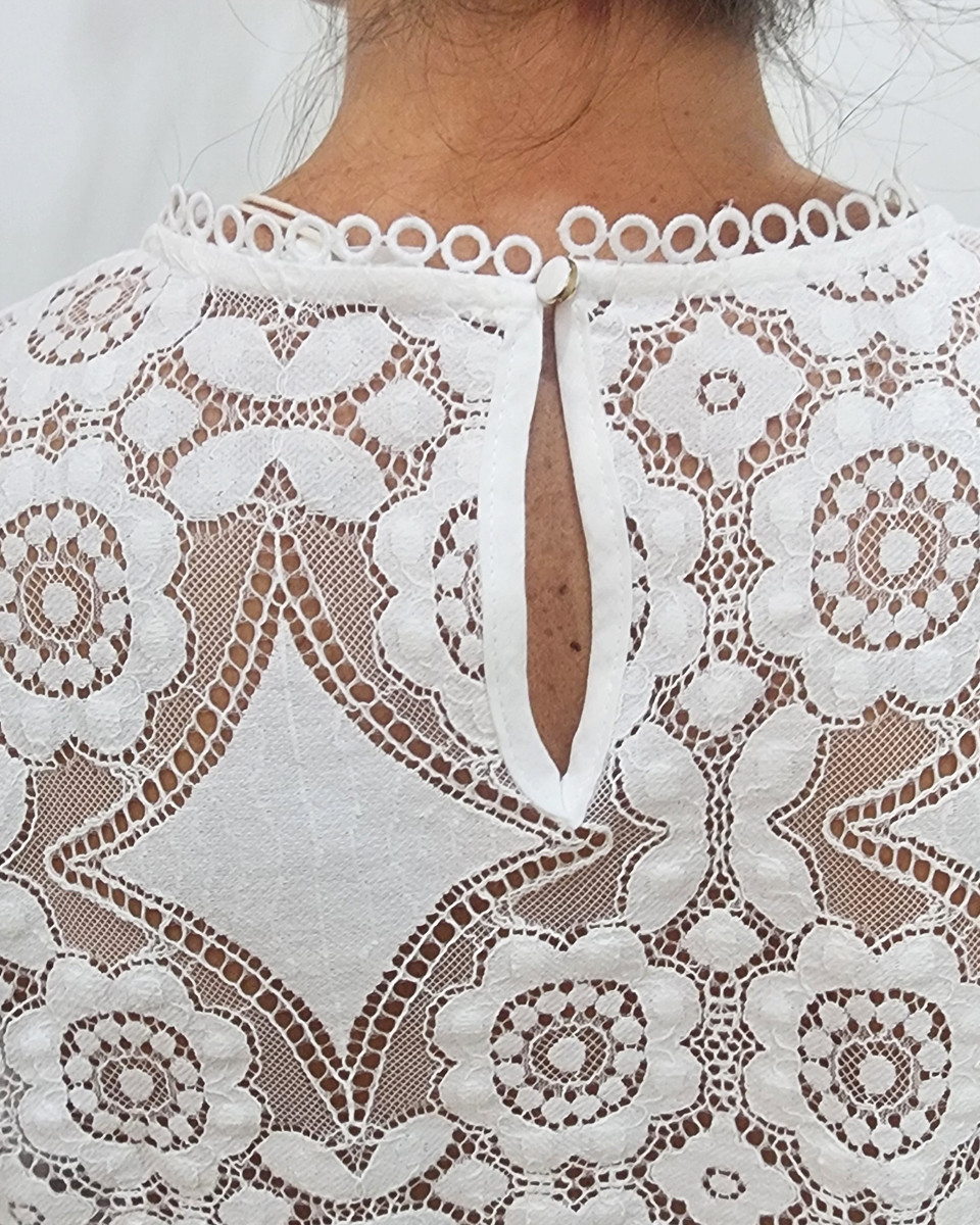 Blouse femme blanche broderies anglaises Géraldine