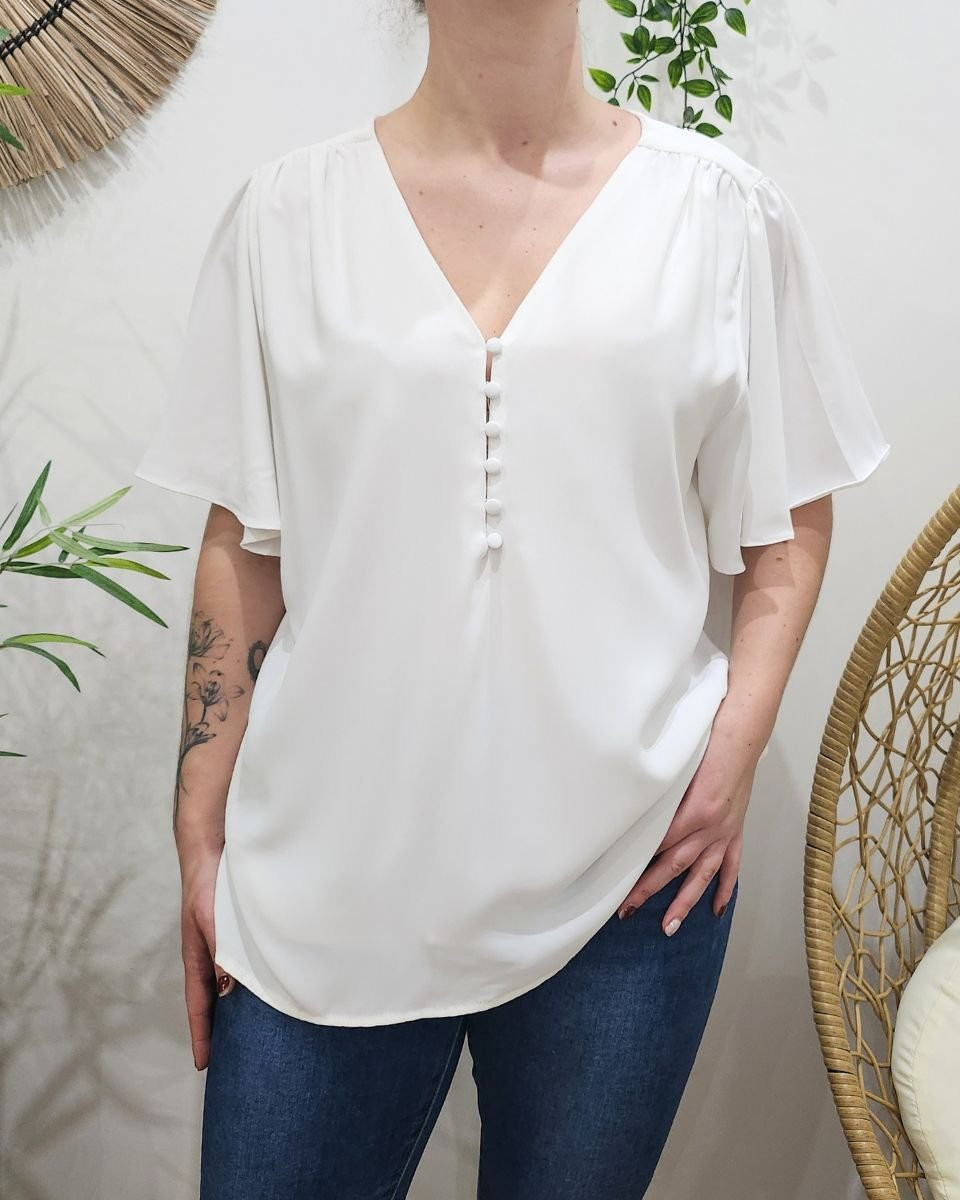 Blouse femme Donna écru boutonnée