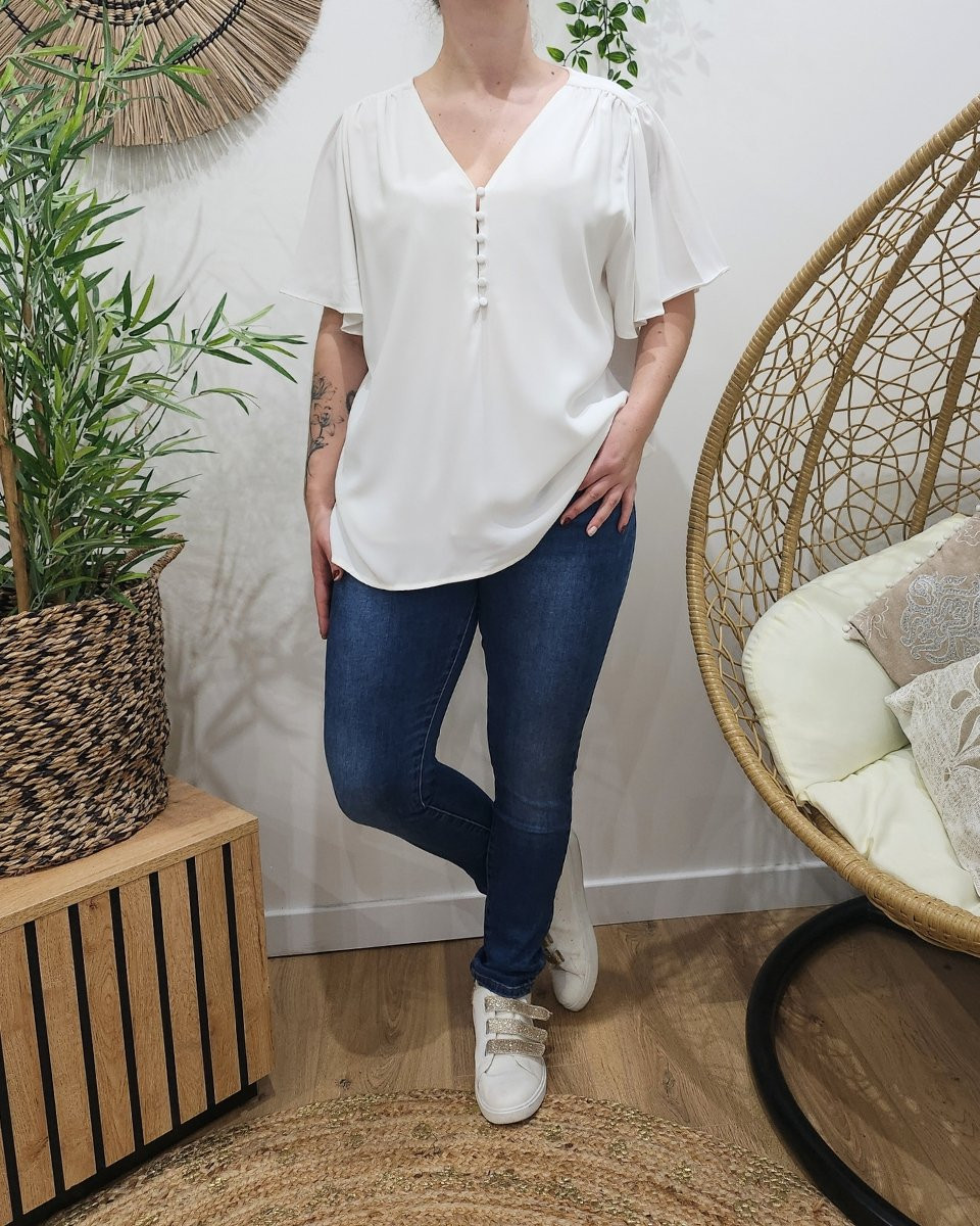 Blouse femme Donna écru boutonnée