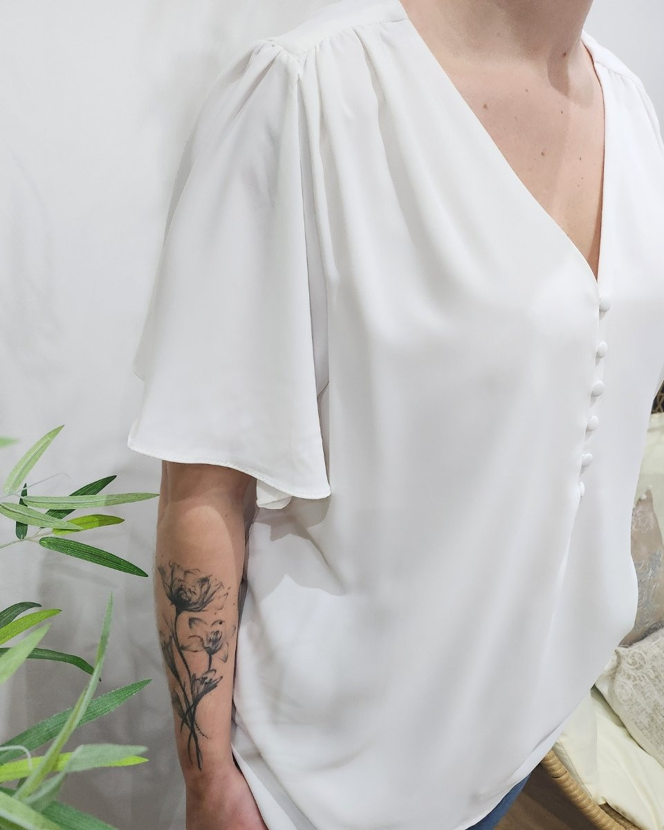 Blouse femme Donna écru boutonnée