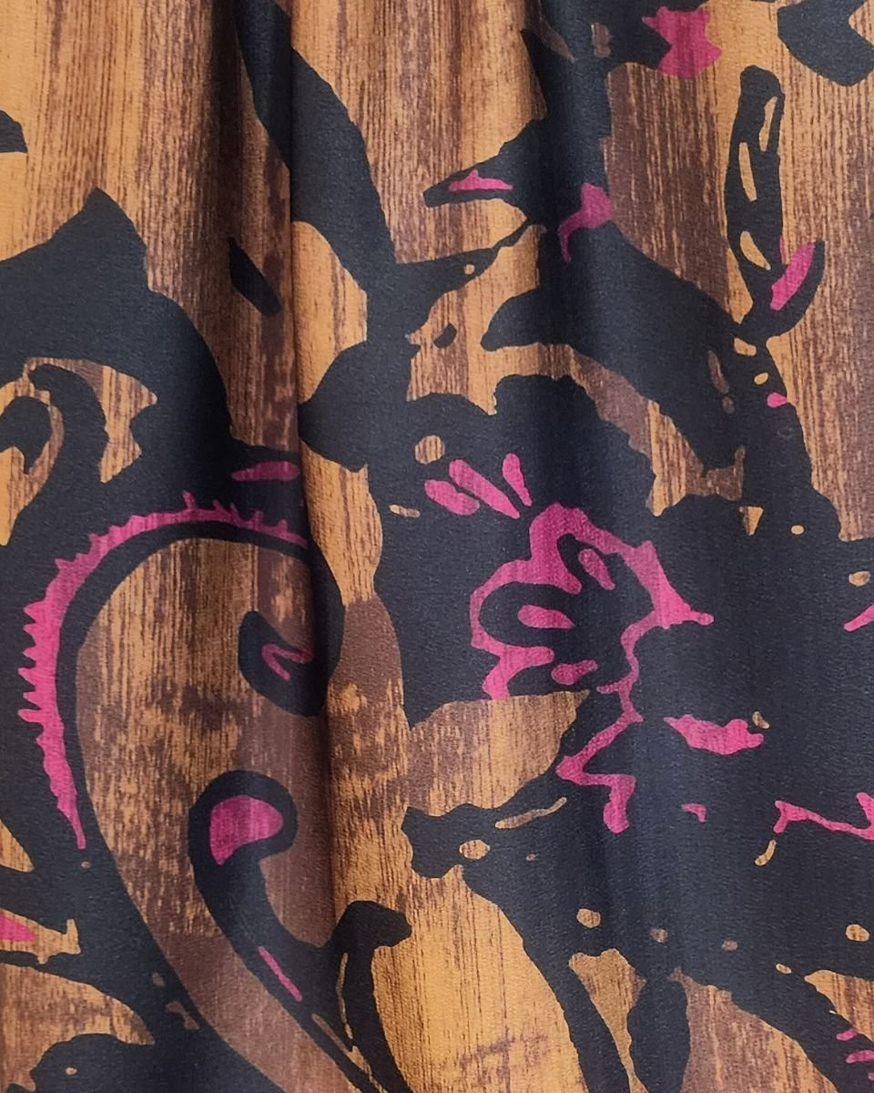 Blouse satinée marron noire fuchsia Bonnie