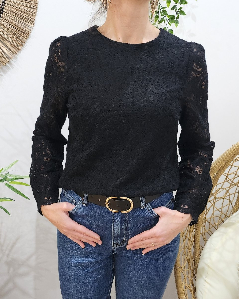 Blouse crochet noir Phylaé