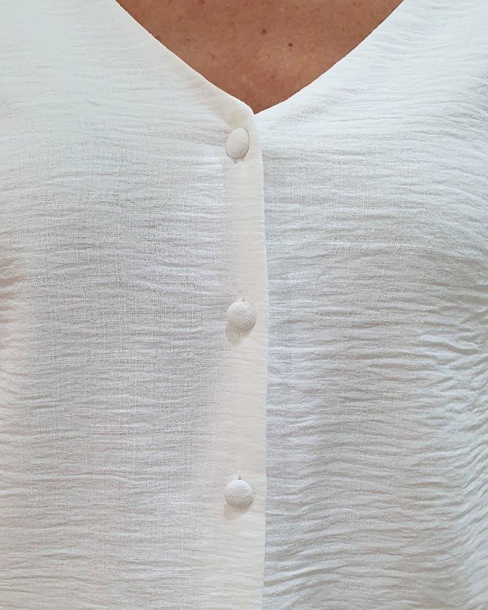 Blouse femme écrue dos et manches dentelle Enya